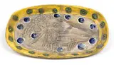 Goat's head in profile by Pablo Picasso, 1952, Oblong dish of white earthenware clay, decoration in engobes, and partial brushed glaze, sold Jan 2021