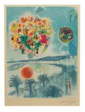 Charles Sorlier, Sunset (from Nice and the Cote d'Azur), 1967, Color lithograph on Arches paper