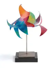 George Rickey, Summer Flower, 1998, Stainless steel sculpture with acrylic paint