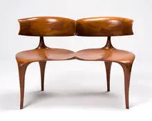 Two-seat bench by Victor Dinovi, African Mahogany, sold Oct 2020