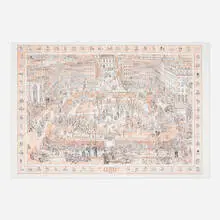 Adam Dant, St. James's Square, 2018, lithograph with hand-coloring on Somerset