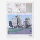 Christo, Wrapped Trees II, 1998, offset lithograph in colors, fabric swatch