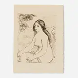 Femme nue assise (from Théodore Duret's Histoire des peintres impressionistes) by Pierre-Auguste Renoir, etching, sold Jun 2024