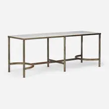 Industrial, Console table, c. 1925, steel, quartzite