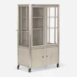 Dexon Manufacturing Inc., Cabinet, c. 1975, stainless steel, acrylic, casters