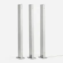 Casella, Pylon floor lamps model C1711, set of three, c. 1990, polished stainless steel
