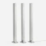 Casella, Pylon floor lamps model C1711, set of three, c. 1990, polished stainless steel