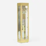 Howard Miller Clock Company, Quinten III grandfather clock, c. 1995, polished brass, glass, mirrored glass, stainless steel, acrylic