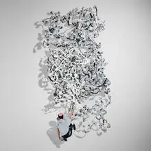 David Kracov, Jackson Pollock at Work, enamel on aluminum