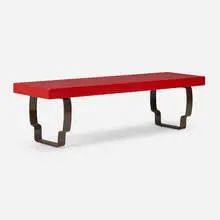 Kinkou bench by Jiun Ho, c. 2020, lacquered wood, powder-coated bronze, sold Jun 2024