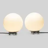 Tecnolumen, Art Deco table lamps, pair, c. 2013, glass, chrome-plated metal