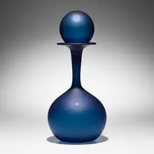 Satinato decanter with stopper by Murano, c. 1950, blown glass, sold Jun 2024