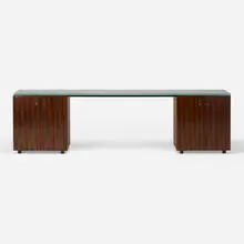 Kevin Cordes, Custom desk, 2014, macassar ebony, ThinkGlass in Granula texture, lacquered and polished aluminum