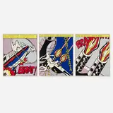Roy Lichtenstein, As I Opened Fire (triptych), 1966, offset lithograph in colors on wove paper