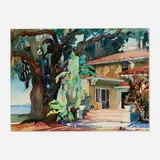 Clara Stroud, Tropical Dwelling, watercolor on paper (double-sided)