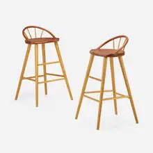 Thomas Moser, Bowback stools, pair, 1986, cherry, ash