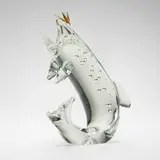 James Houston, Trout and Fly, 1966, lead glass, 18k gold