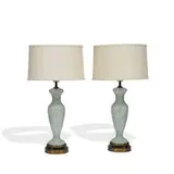 Murano, latticino table lamps, pair