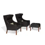 Børge Mogensen, wingback lounge chairs, pair, model 2204, and ottoman