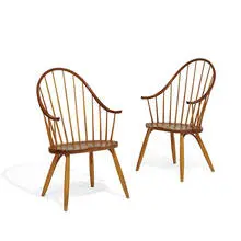 Thos. Moser, Continuous Arm Chairs, pair