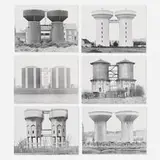Bernd and Hilla Becher, Sechs Doppelwassertürme (Six Double Water Towers) portfolio