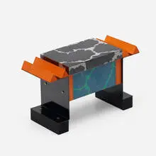 George Sowden, box from Objects for the Electronic Age, 1983, enameled steel, laminate, lacquered wood