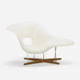 La Chaise by Charles and Ray Eames, lacquered fiberglass, oak, chrome-plated steel, sold Oct 2019