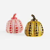 Pumpkins, set of two by Yayoi Kusama, 2015, lacquered resin, sold Oct 2019