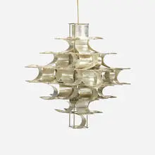 chandelier by Max Sauze, c. 1970, aluminum, zinc-plated steel, sold Oct 2019