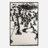 Tim Folzenlogen, Pigeons, 1985, charcoal on paper