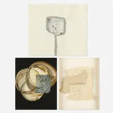 collection of three works by Jessica Jackson Hutchins, paper, paper pulp, ink, mixed media and collage on paper, sold Oct 2019