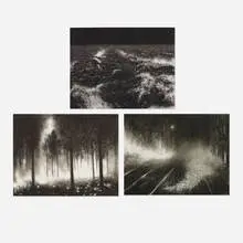 Raquel Maulwurf, collection of three works, charcoal and pastel on matboard