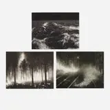 Raquel Maulwurf, collection of three works, charcoal and pastel on matboard