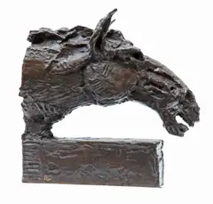 Untitled by Bob Crutchley, Bob Crutchley (b.1943) Horse Head bronze with brown patina, sold Jun 2021
