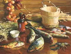 Untitled by Anatoly Shapovalov, oil on canvas 75 x 97cm, sold Jun 2021