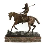 Joseph Cuvelier, Untitled, 1833-1878) Polo player bronze with brown patina on a marble base