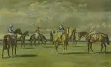 Sir Alfred James Munnings, Untitled, Newmarket' colour print image 38 x 62cm and two Cecil Aldin prints (3)