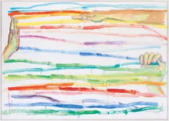 Maria Lassnig, Hände, 1989, Öl auf Leinwand