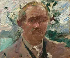 Lovis Corinth, Selbstporträt am Walchensee, 1922, Öl auf Holz