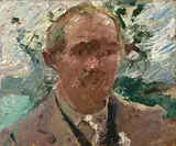 Lovis Corinth, Selbstporträt am Walchensee, 1922, Öl auf Holz