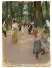 Max Liebermann, Papageienallee im Zoologischen Garten in Amsterdam, 1901, Pastell auf Papier