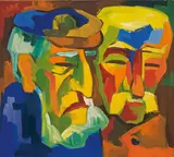 Karl Schmidt-Rottluff, Pommersche Bauern, 1924, Öl auf Leinwand
