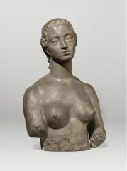 Wilhelm Lehmbruck, Frauenbüste (Büste Frau L.), 1910, Grauer Steinguß. Höhe: 81 cm (31 ⅞ in.)