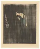 Edvard Munch, Der Kuß I, 1897, Holzschnitt, koloriert, auf festem Papier