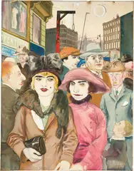 Rudolf Schlichter, Hausvogteiplatz, 1926, Aquarell über Bleistift und Deckweiß auf Papier
