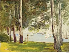 Max Liebermann, Birken am Wannseeufer nach Osten, 1924, Öl auf Holz