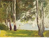 Max Liebermann, Birken am Wannseeufer nach Osten, 1924, Öl auf Holz