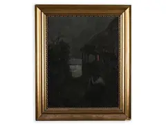 Adolf Liebscher, Nocturne with Lovers, 1899, Oil on canvas on plywood