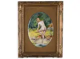 Václav Eduard Haspekl, Bathing, Late 19th/early 20th century, Oil on porcelain