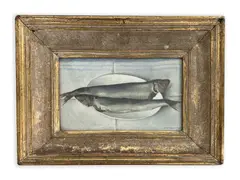 Fish on the Plate by Zdeněk Kremlička, 1941, Oil on cardboard, sold Oct 2022